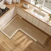 L-shaped Leather Kitchen Mat Modern Light Luxury Waterproof Oil-proof PVC Carpet Wipeable Special-shaped Rugs Tapete De Cozinha 3