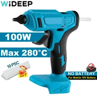280°C 100W Cordless  Hot Melt Glue Gun Portable Rechargeable with 10pcs 11mm Glue Sticks DIY Repair Tool For Makita 18V Battery 1