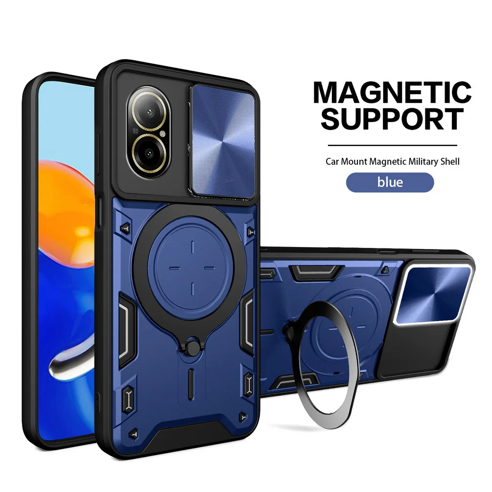 Sleek Metal Ring Camera Protect Case with Rotating Holder Cover