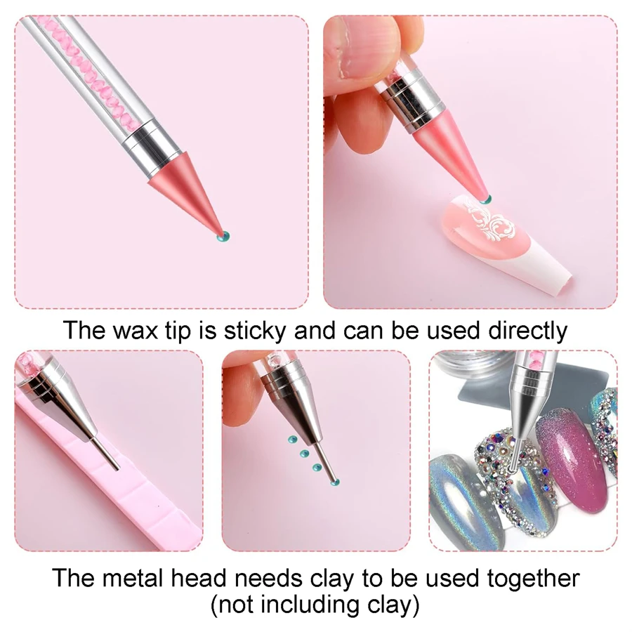 Rhinestone Pencil Pick Up Gem Stone Decorations Wax Pen Crystal Diamond Jewel Picker for Nail Art DIY Dotting Tool 4