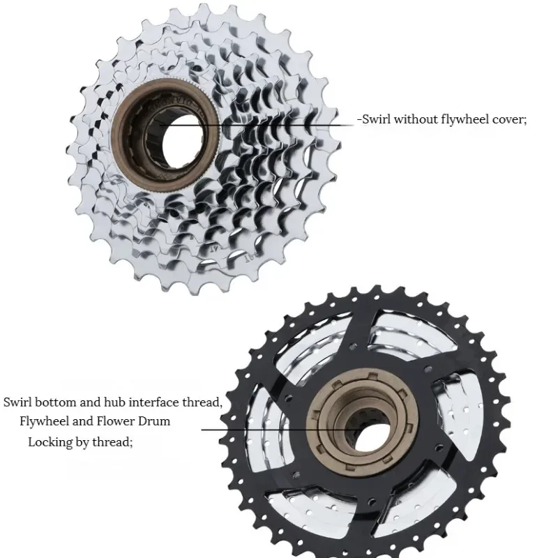 Bicycle Freewheel 6 7 8 9 10 Speed 11T-36T Mountain Bike MTB Steel Cassette Sprocket Modified Threaded Flywheel