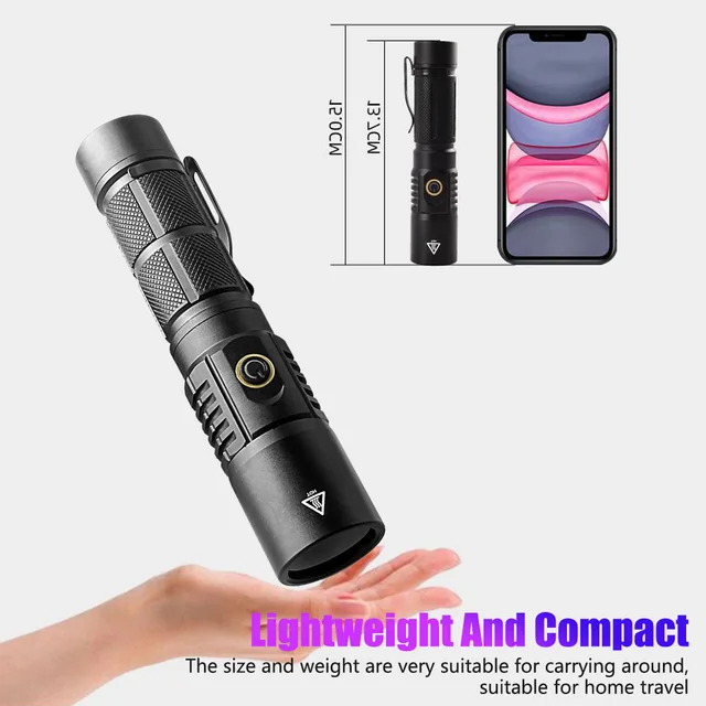 Linterna UV 365 Nm 20W Recargable - Luz Negra Para Detectar Manchas, ámbar, Minerales Y Más