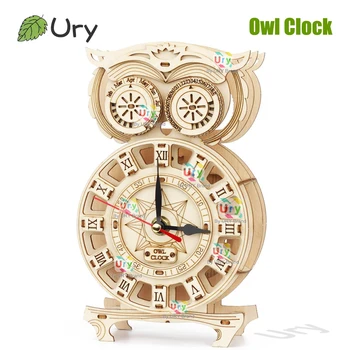 3D Wooden Retro Pendulum Owl Clock – Mechanical Model 1