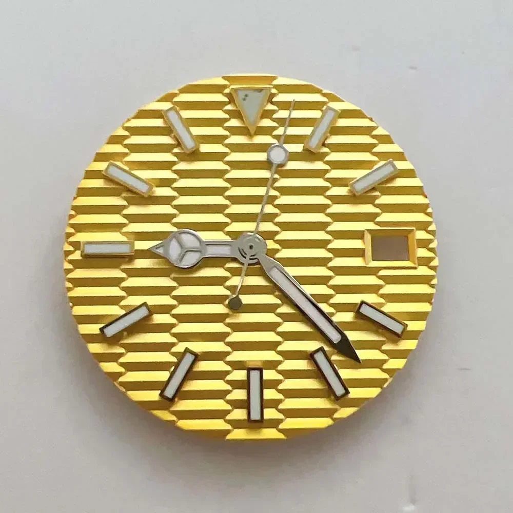 28.5MM Watch Dial+Hands Set Silver Hands Blue Green Luminous for NH35/NH35A/4R/7S Movement Watches Diy Accessories