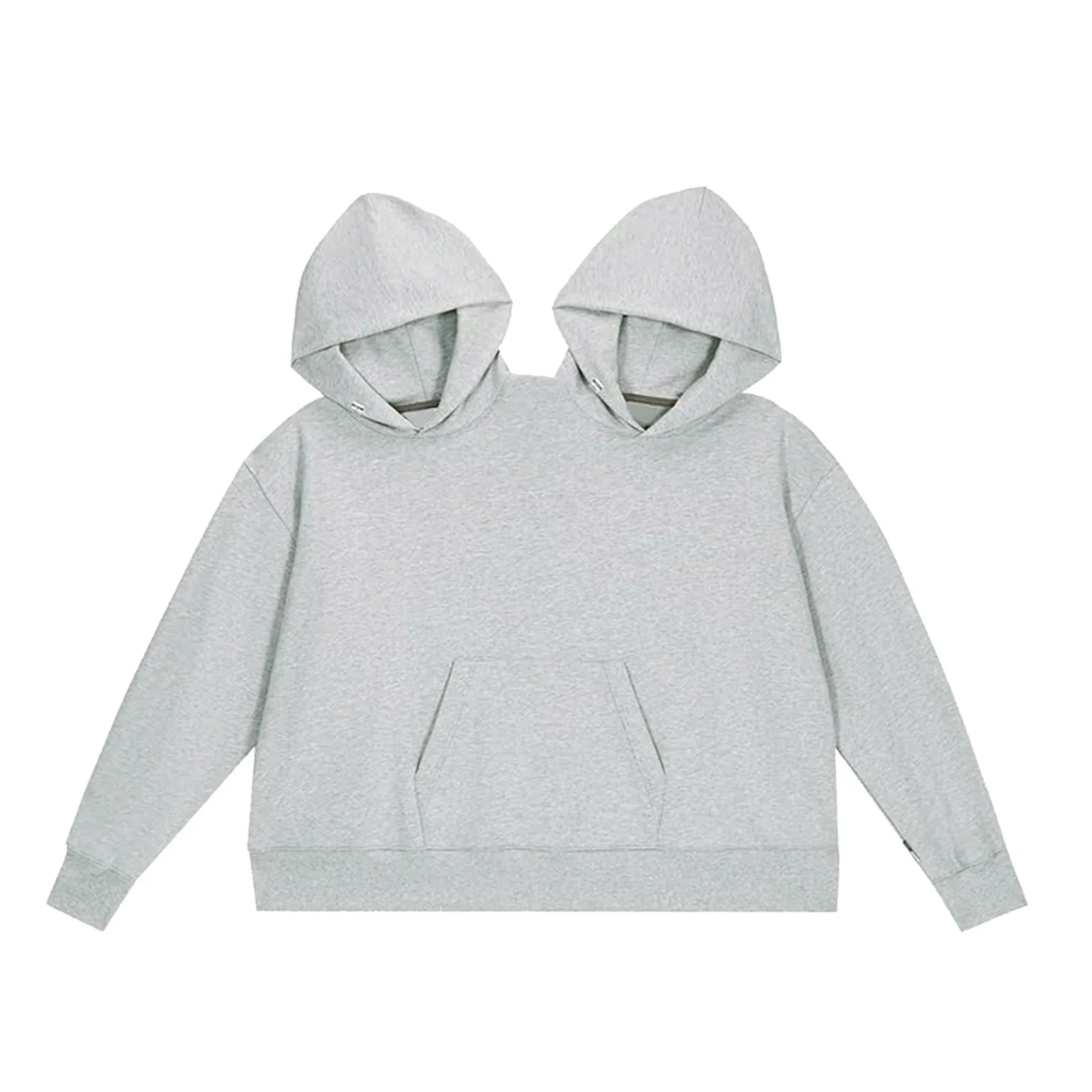 

Creative Couple Double Hoodie Intimate Loose Solid Color Autumn Winter Fleece Hooded Sweatshirt Lovers Connection Clothes Black