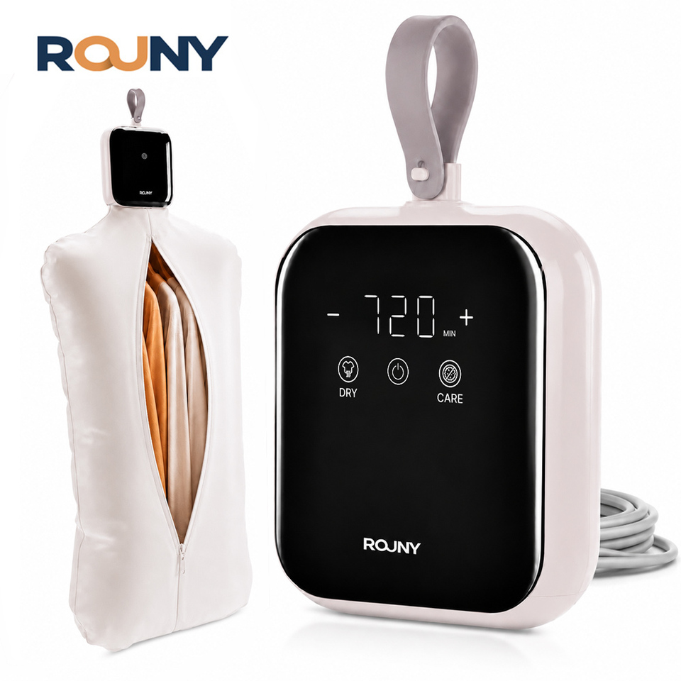  ROUNY Foldable Electric Clothes Drying Rack,Portable Lightweight Travel Garment Dryer, Efficient Moisture & Odor Removal, 12h