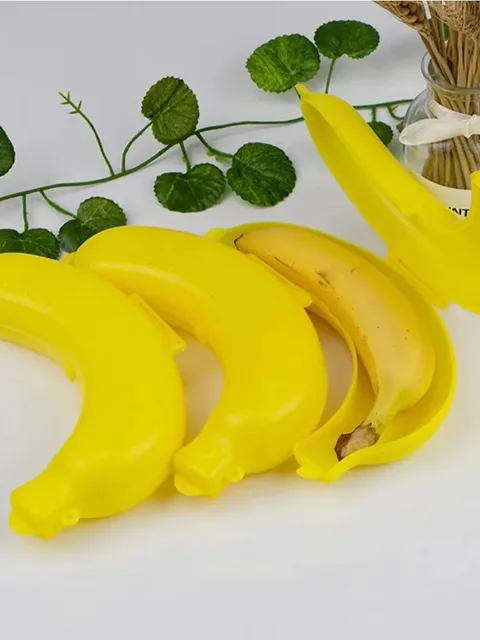 Boîte à banane portable de voyage en trois couleurs, boîte de rangement de fruits, étui de protection en plastique en forme de banane 1