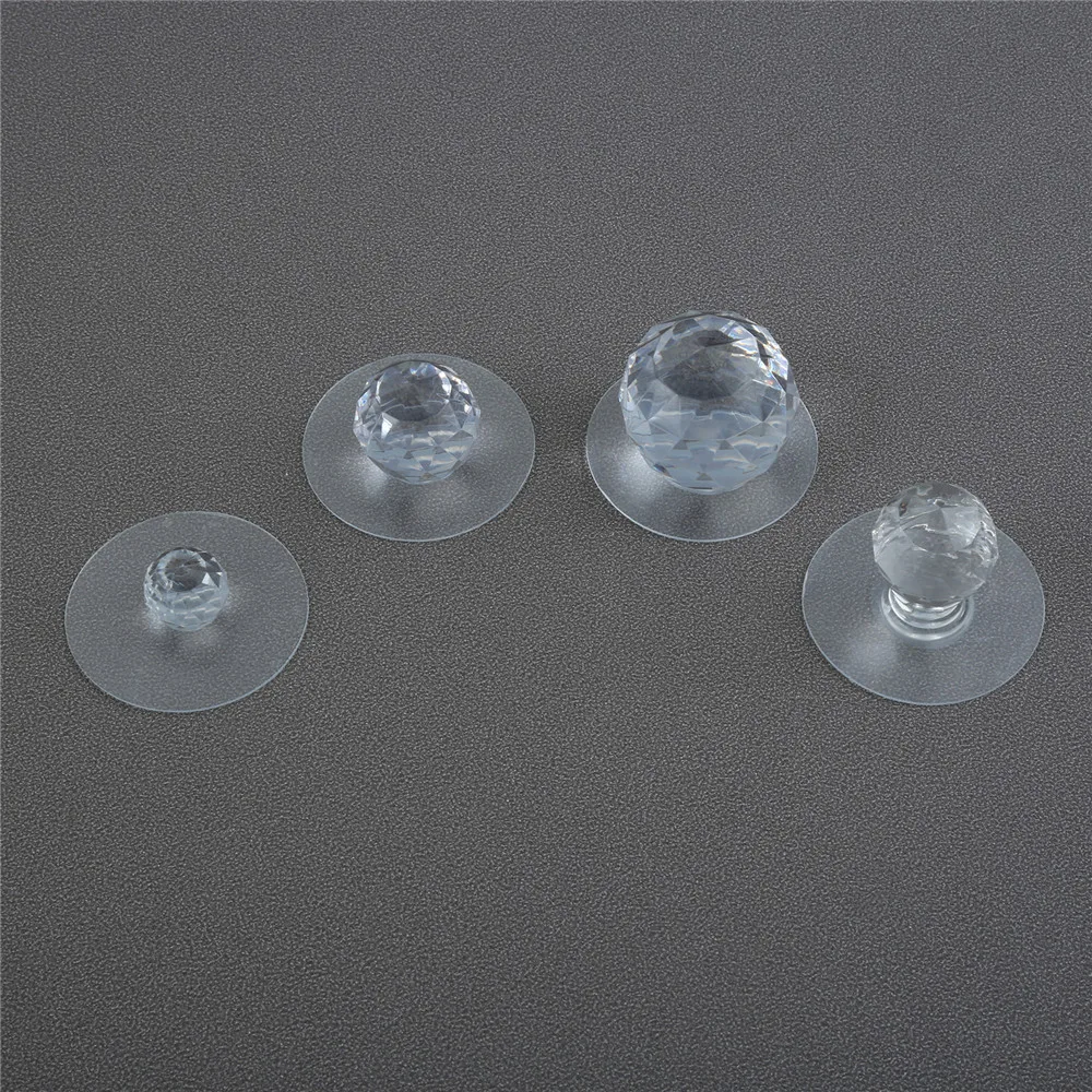 Description Picture 4 of item4sets Self-adhesive Transparent Acrylic Knob Round Diamond Shape Handle Clear Crystal Mini Pull Glass Door Window Cabinet Drawer