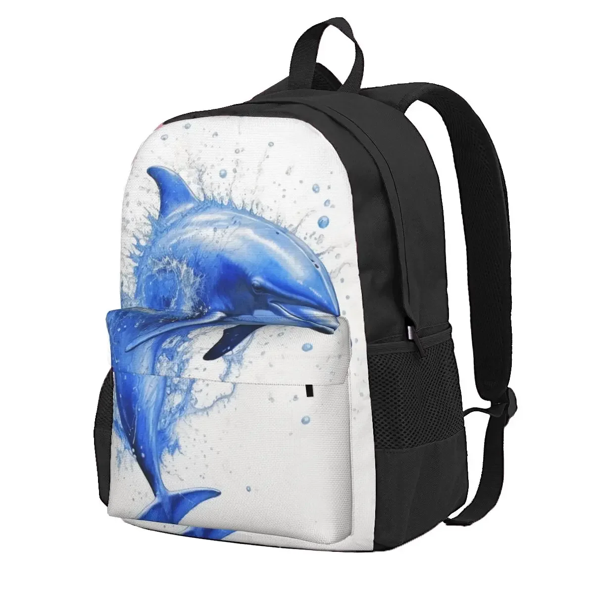 

Dolphin Backpack Detailed Ink Drawing Daily Backpacks Male Streetwear School Bags Custom Soft Rucksack