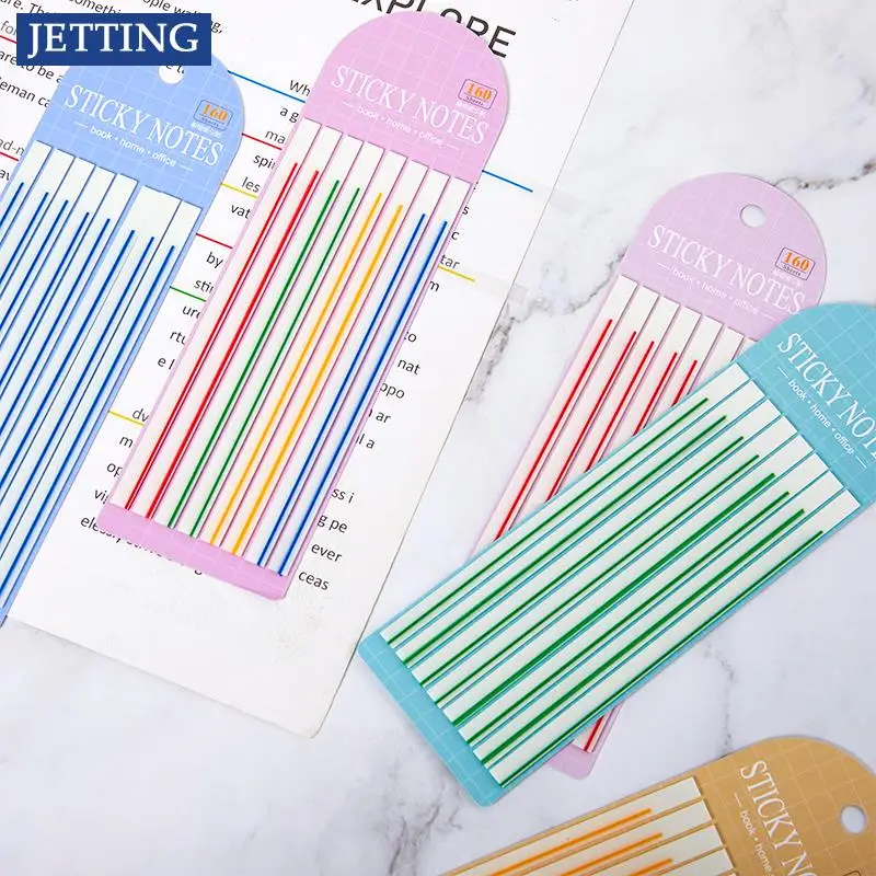 

60Pcs Macaroon Color Horizontal Line Stickers Transparent Fluorescent Tabs Flags Sticky Note Stationery Children Gifts