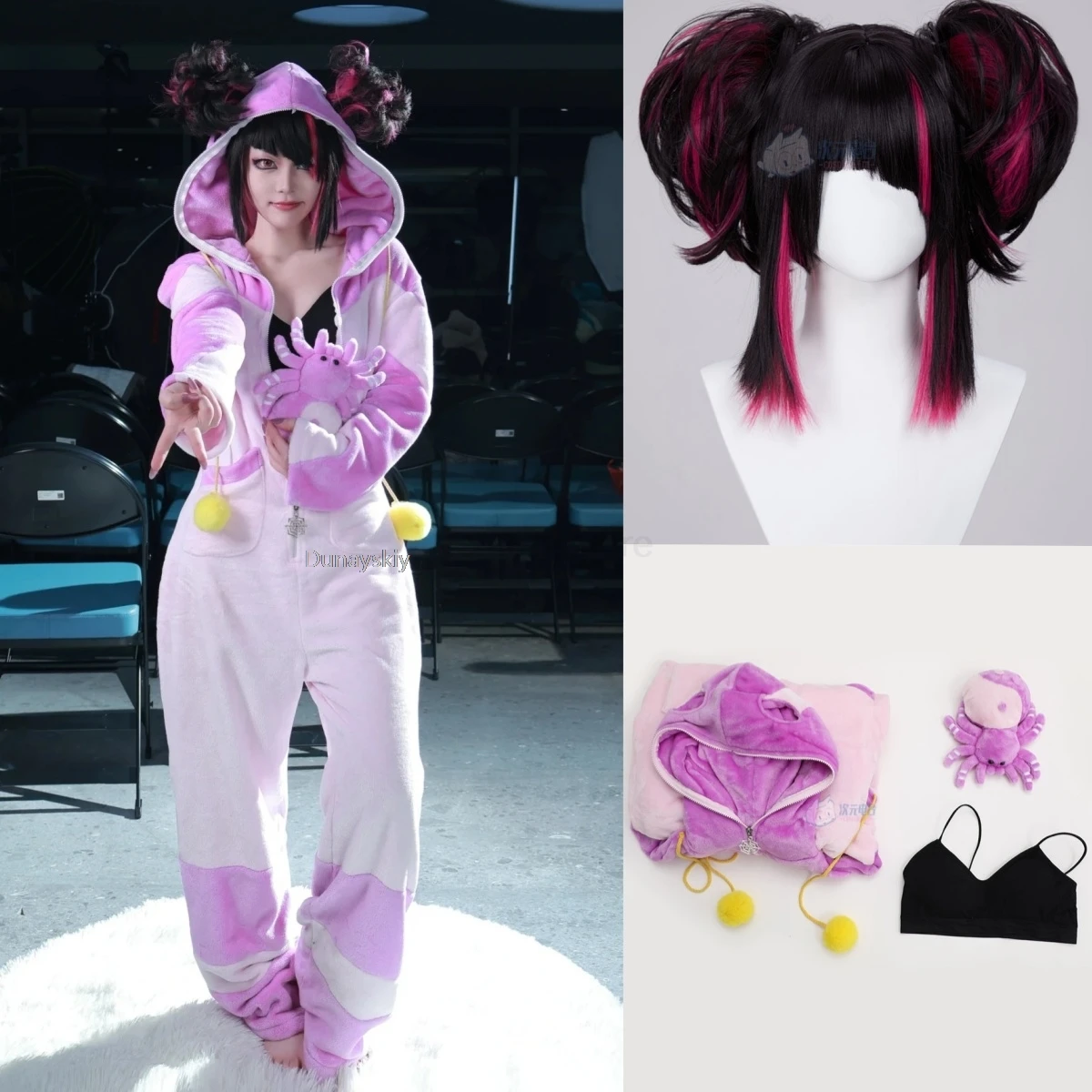 Game Street Fighter6 Sf Han Juri Costume Cosplay Han Juri Pigiama Pink Onepiece Pigiama Donna Ragazze Pigiama Invernale Hallowen Suit