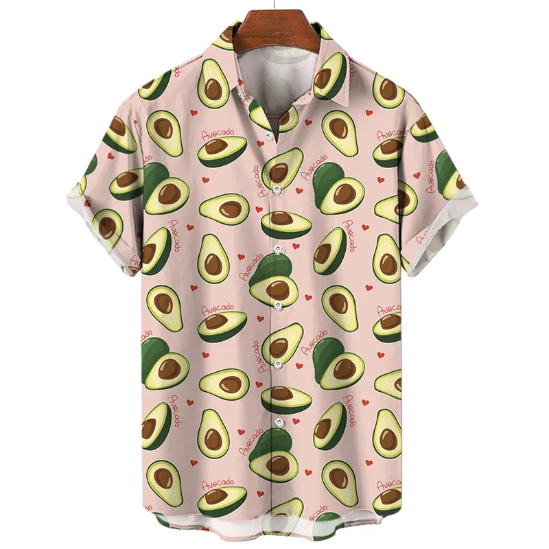 thumbnail image 1 of Camisa hawaiana con estampado de frutas y plátanos para hombre, camisas hawaianas con estampado 3D de limón y naranja, blusas casuales de calle con solapa, blusa holgada de manga corta, 1 of 5