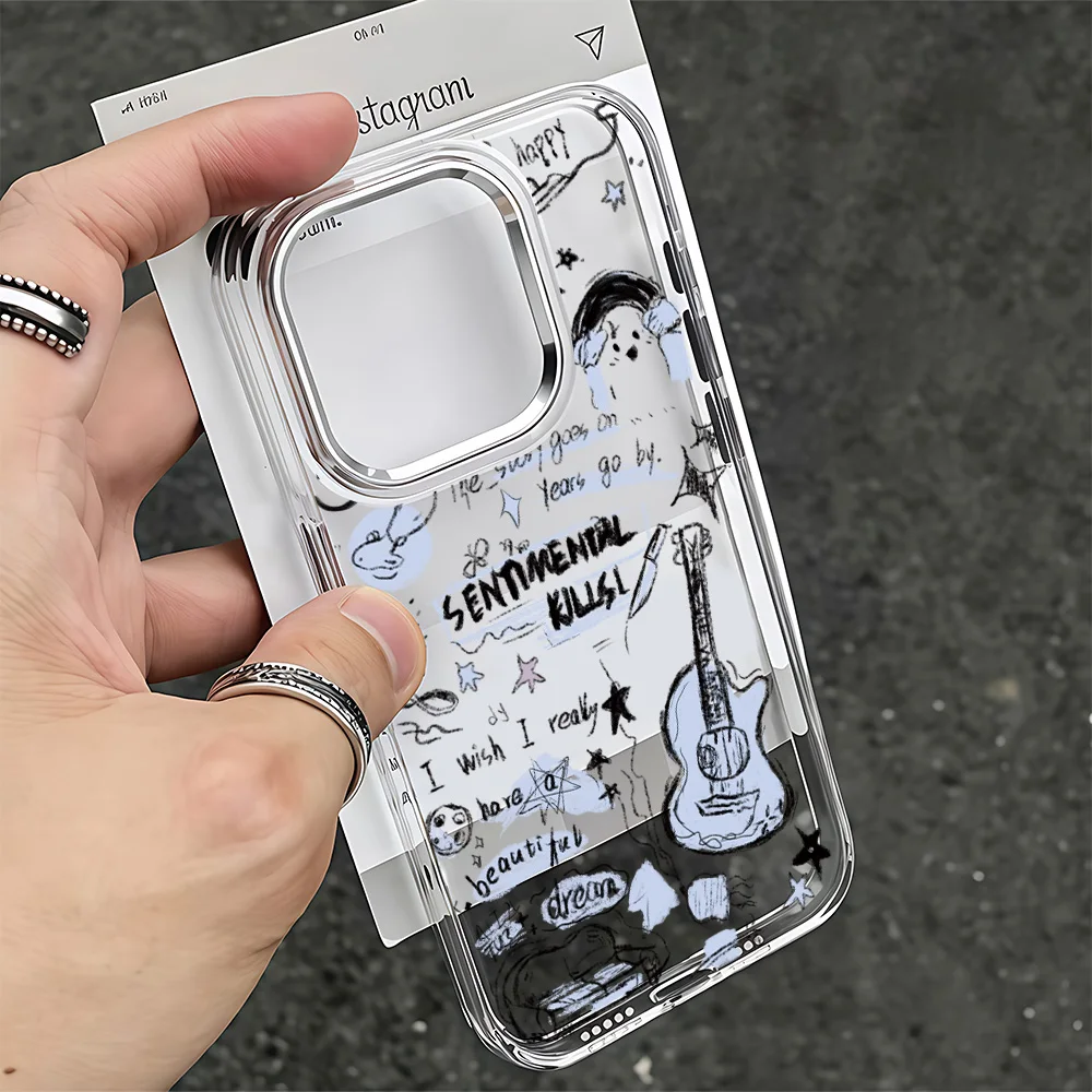 Charming Cat & Guitar Design Phone Case