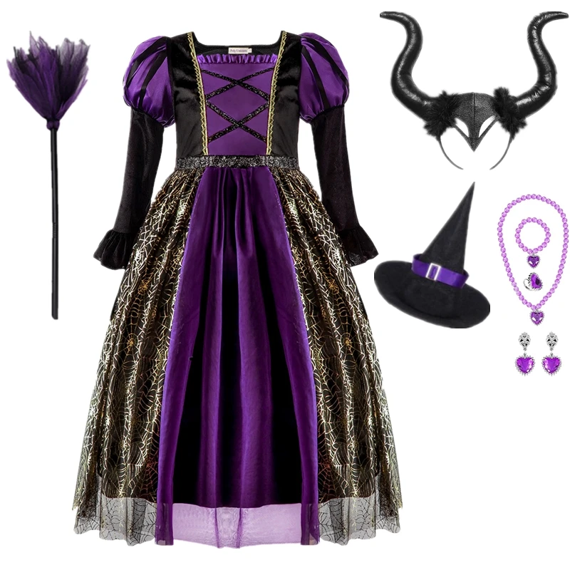 

Bat Witch Cosplay for Girl Costume 2023 New Vestidos for Kids Princess Mesh Party Dresses Halloween Carnival Costumes 3-10Yrs