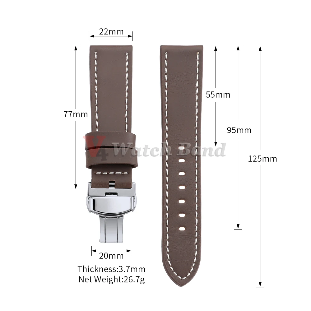 Vintage Black Brown Genuine Leather Watch Band Strap - Classic Wristbelt