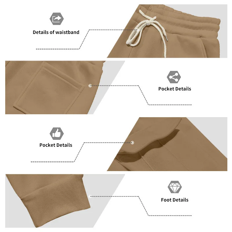 Herren Fleece Rundhals-Sweatshirt-Set Locker Lässiges Langarm-Zweiteiler-Set Herbst Winter Bequemes Sweatshirt Cargo-Hose – Detail 40
