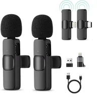 K9 Wireless Lavalier Microphone Noise Cancelling Audio Video Recording for iPhone/iPad/Android/Xiaomi/Samsung Live Gaming Mic
