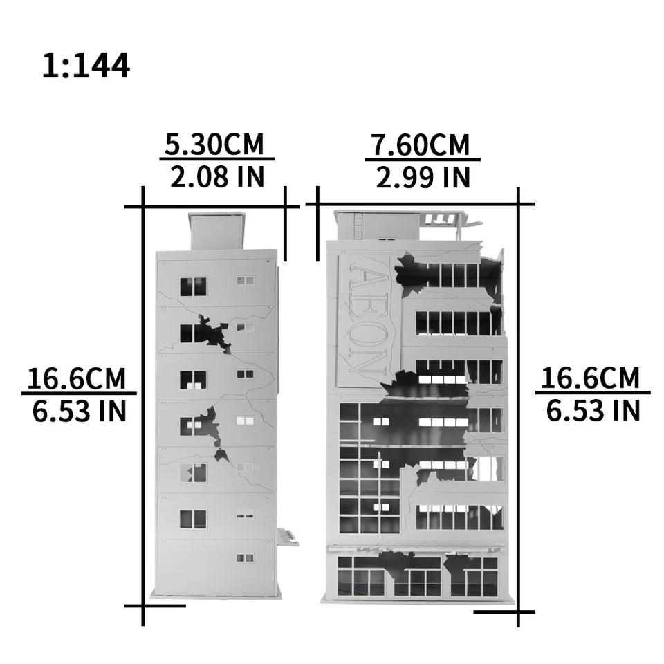ミニチュアの破損した建物、DIYモデル製造、ハードプラスチック玩具