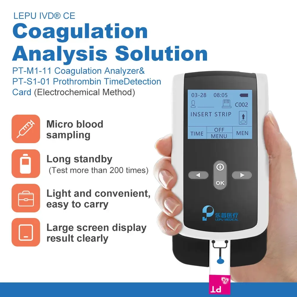 CE Approved Portable POCT Blood Coagulation Analyzer Handheld Rapid Test Prothrombin Time Detection Card