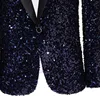 Mens Shiny Sequin Blazer Jacket Party Wedding Nightclub Glitter Shawl Lapel Tuxedo Blazer Navy Blue Stage Prom Dress Suit Jacket 6
