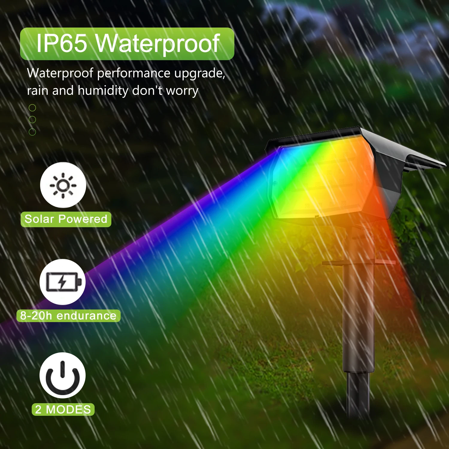 Vibrant Solar-Powered RGB Outdoor Spotlights - Waterproof Garden & Patio Decor