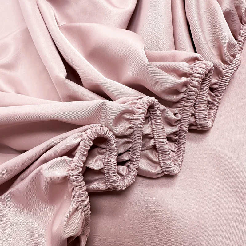 Luxury Satin Fitted Sheet SolidColor Twin Bed, Full SizeIce SilkMattress Cover, Natural Elastic Band, Synthetic Silk Bed Sheet 6