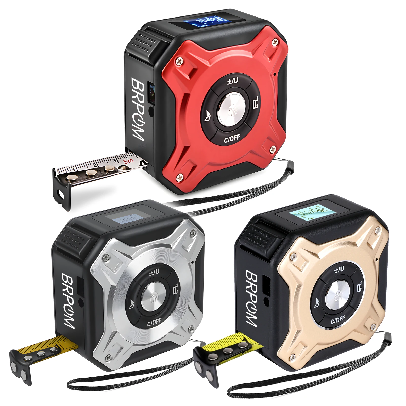 40M Laser Tape Measure Distance Meter Stainless Digital 5m 2 In 1 Laser Measuring Tool Retractable Roll Cord Rangefinder