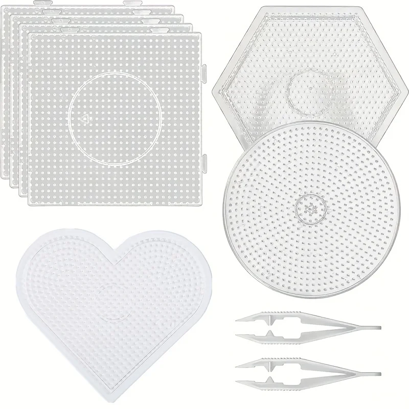 2.6mm Large Clear Plastic Fuse Boards Beads Pegboards Hama Beads Tweezers Creative DIY Jewelry Craft for Kids, craft toys,bead jewelry making kit