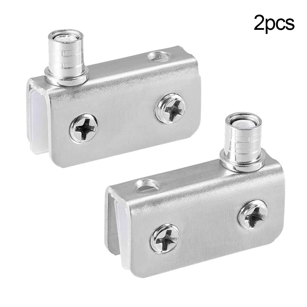 Door Cupboard Hinge Adjustable Clamp Pivot Clip For 5-8mm/0.2-0.32" Thinkness Glass For Treatment Resistance Rustless 2pcs