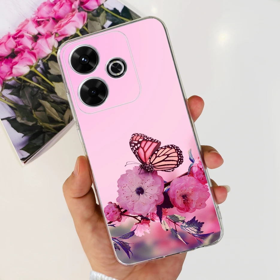 Colorful Flowers Painted Clear Silicone Phone Case - Soft Protective Cover