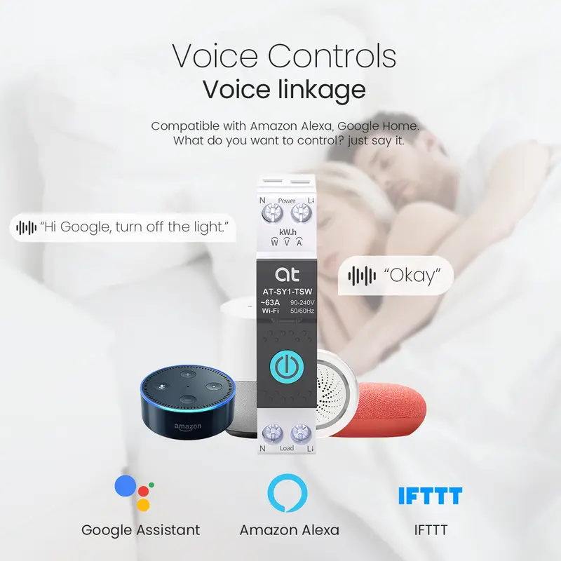 Tuya WiFi Circuit Breaker Smart 1P+N 63A  MCB Timer Power Energy kWh Voltage Current Meter Protector Voice Remote Control Switch - Image 2