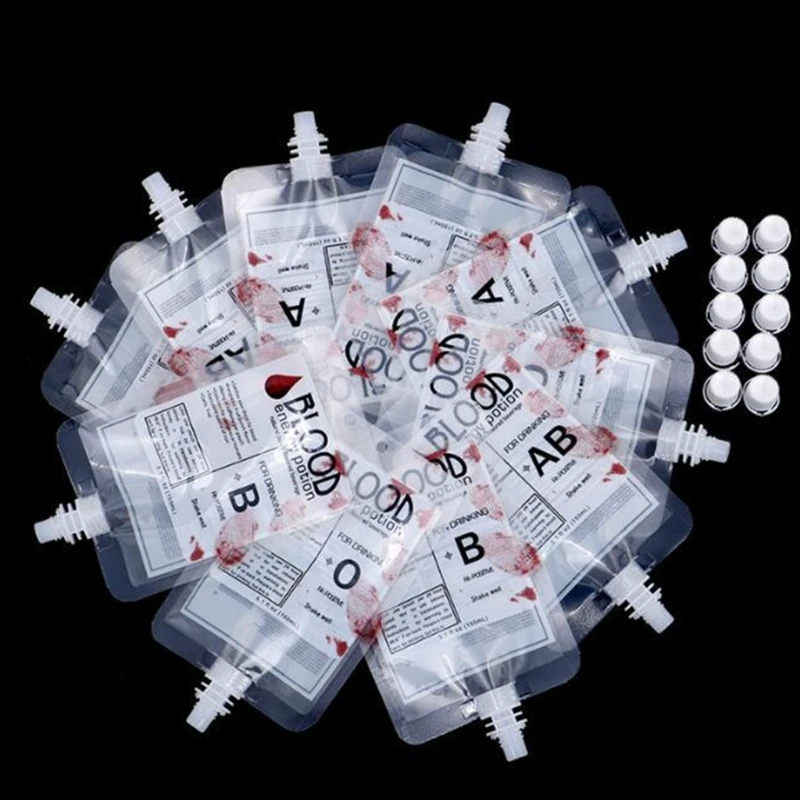 

10Pcs Halloween Cosplay Drinks Container Bag Blood Props Corpses 918D