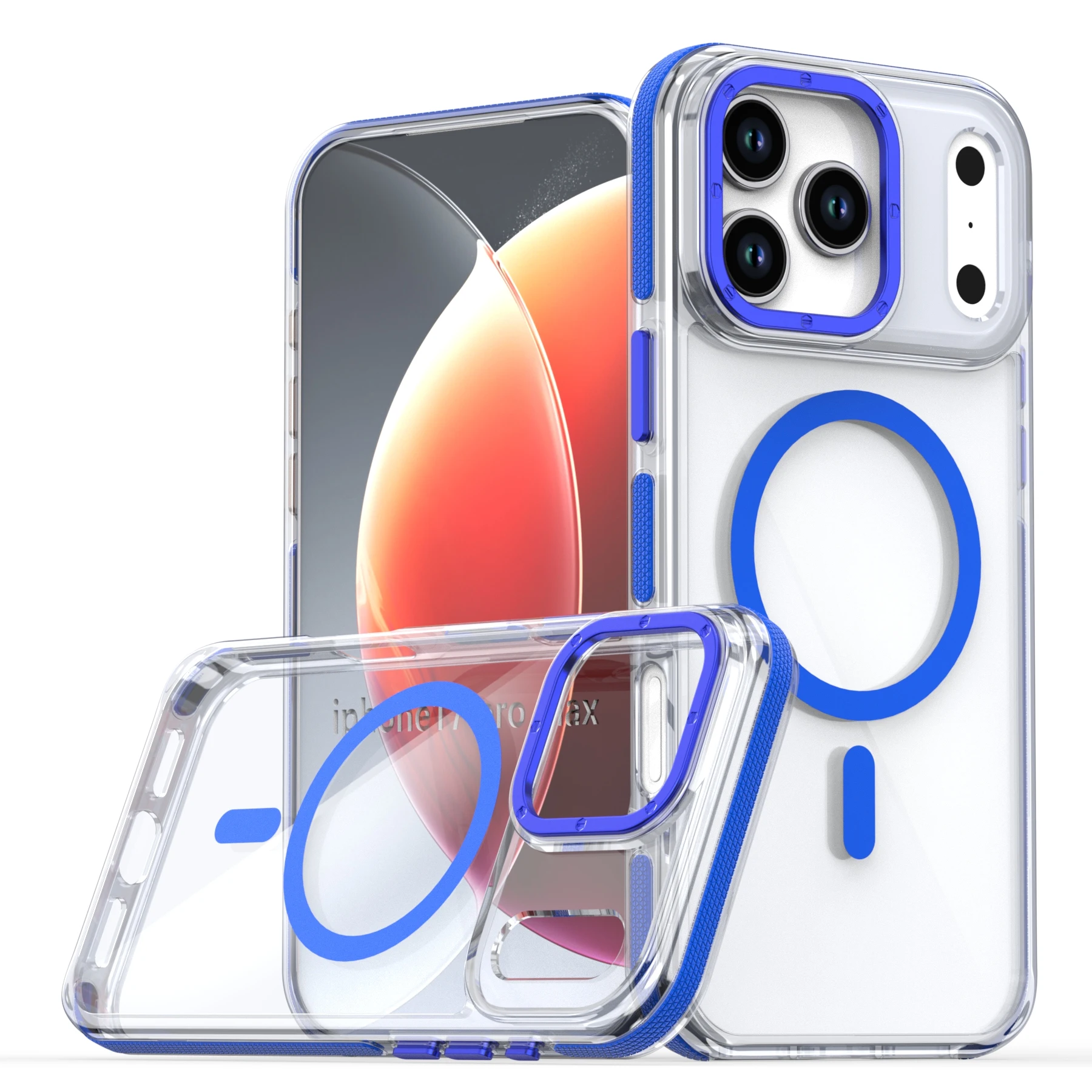 Luxury Shockproof MagSafe Wireless Charging Clear Case with Magnetic Cover