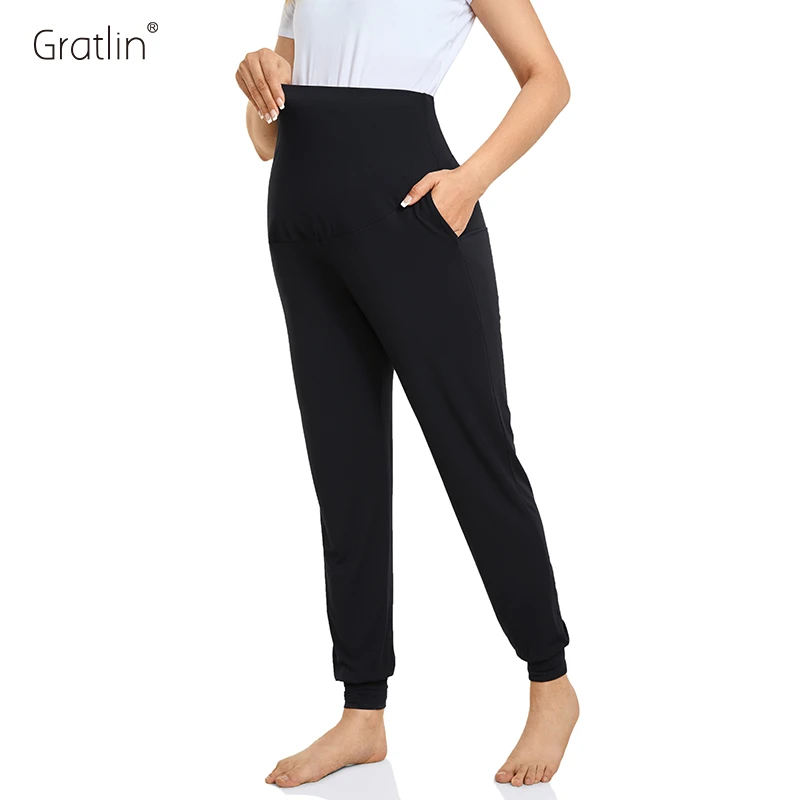 Gratlin Maternity Pants Over The Belly Support Stretch Workout Yoga
