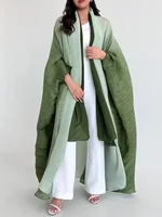 Muslim Abaya for Women Bat Sleeve Pleated Gradient Cardigan Trench Coat 2023 Autumn Dubai Abayas Plus Size Women's Luxury Coat 2