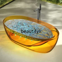 Travel Home Transparent Resin Jacuzzi Freestanding Smart Bubble Surf Bubble Double Bath 1