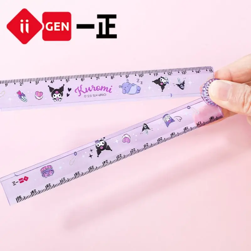 Sanrio Kuromi Image Rotating Folding Ruler 30cm Cartoon Children's Primary School Student Multi functional Ruler Stationery 1pcs