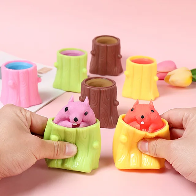 Cute Animal Squirrel Squeeze Squirrel Vent Squirrel Cup Decompression Toy Stump Rubber Stake НЕЗАДАЧА Toys Gift For Friends 1