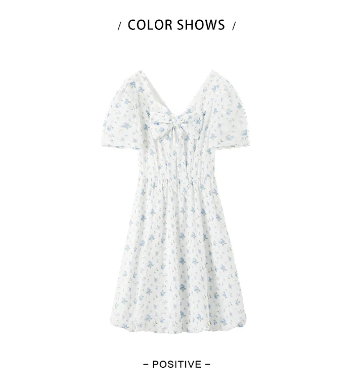 Dress Girl Bow Girl Feeling Summer New Love Fragmented Flower Bud Dress