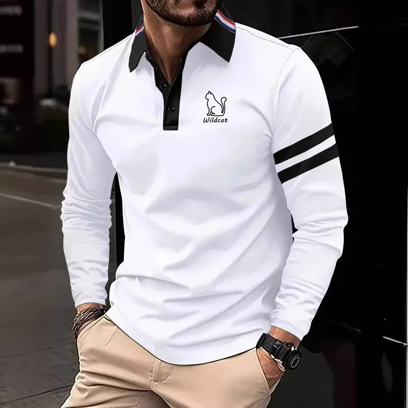 Sd06b85e5afd148b1a16c1f0a5d2c90few 2024 New Men's Long sleeved Slim Fit Polo Shirt Fashion Spring and Autumn Men's Shirts