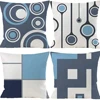 Modern Blue Geometric Linen Cushion Cover for Car Living Room Sofa Bedroom Home Decor, 40x40 45x45 50x50 60x60 Pillowcase 6