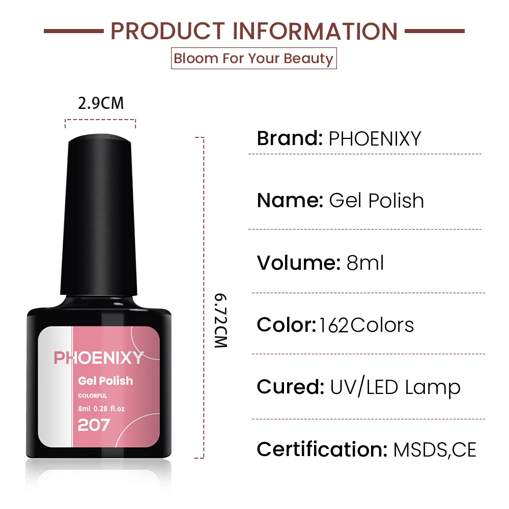 Phoenixy Gel Nail Polish Set with 36W UV LED Lamp Dryer Semi Permanent UV Gel Varnishes Top Base Coat Complete Nail Art Tool Set 4