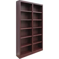 84" Traditional Double Wide Wood Bookcase with 10 Adjustable Shelves & 2 Fixed Shelves, Assembly Required 1