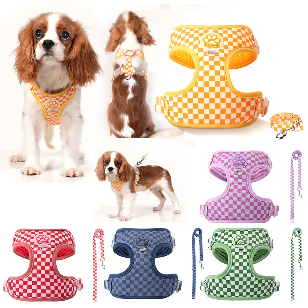 Adjustable Padded Dog Harness And Leash Set For Small Medium Pets_voghion.com