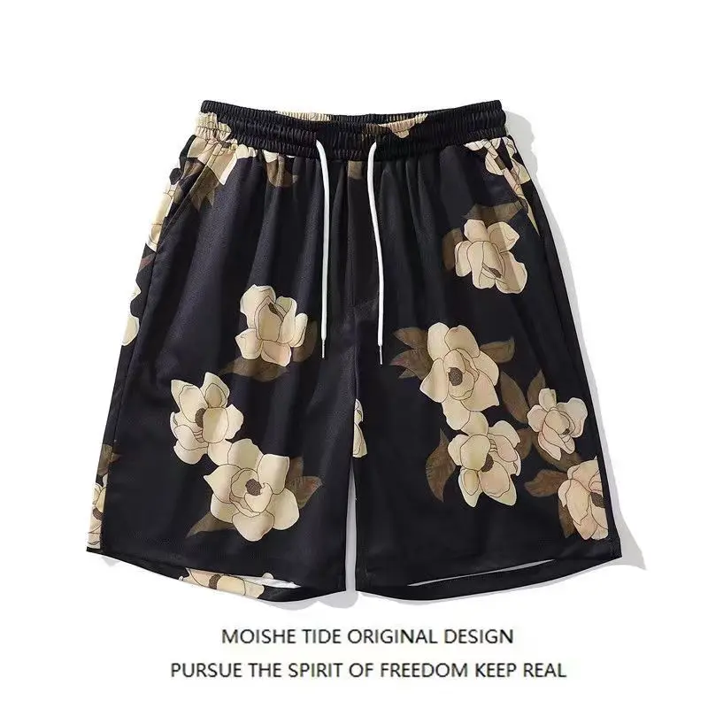 

New Summer Short Womnen Sweatpants Harajuku Flowers Full Print Casual Shorts Men Ins Loose Couple Hawaiian Beach Shorts 2023