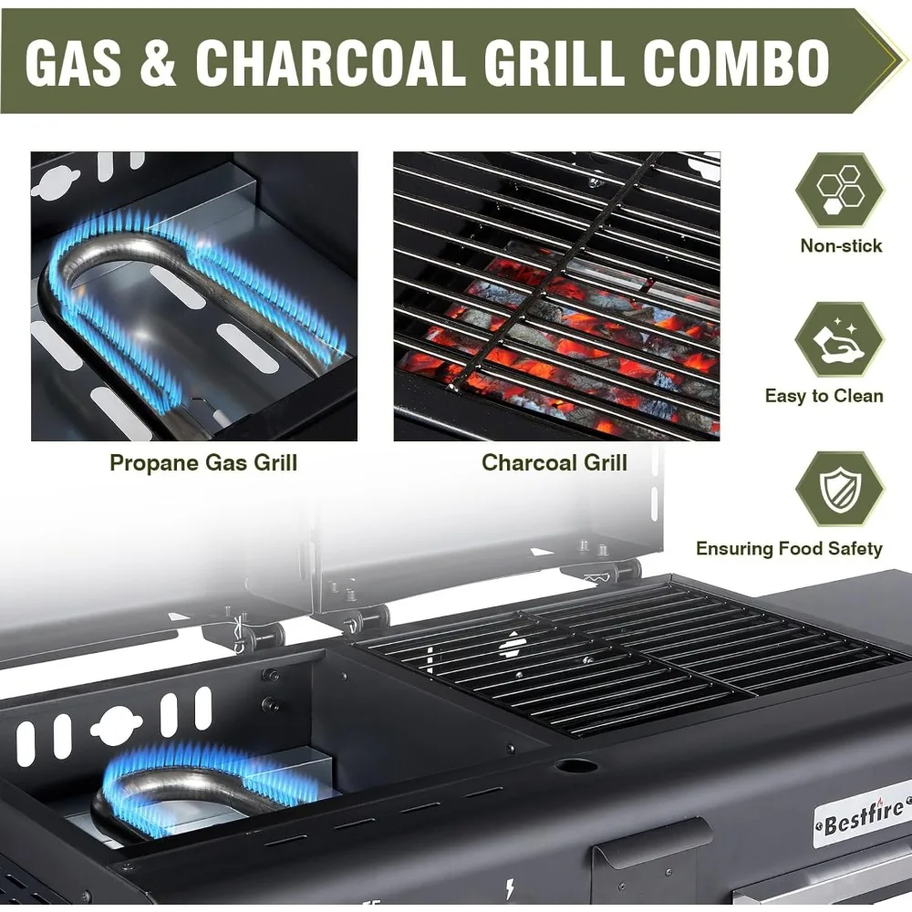 Bestfire Dual Fuel Propane Gas Charcoal Grill 2
