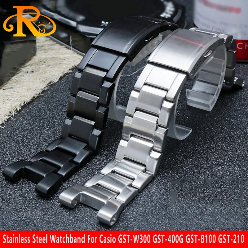 Per Casio G-Shock Watch Band Gst-210 Gst-W300 Gst-400G Gst-B100 S100D/S110D/W110 Cinturino In Metallo Cinturino In Acciaio Inossidabile