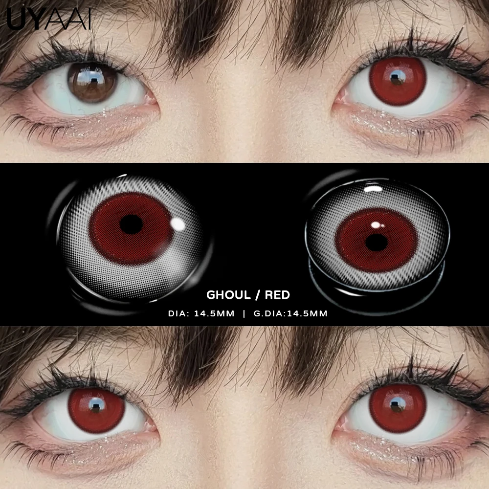 UYAAI Fantasy Costume Lenses - Crazy White & Vampiric Red Eye Effects