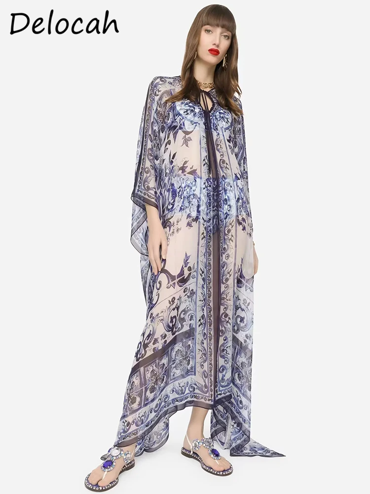 

Женский комплект из трех предметов Delocah, модельный костюм с сине-белым фарфоровым принтом, топ и шорты, лето