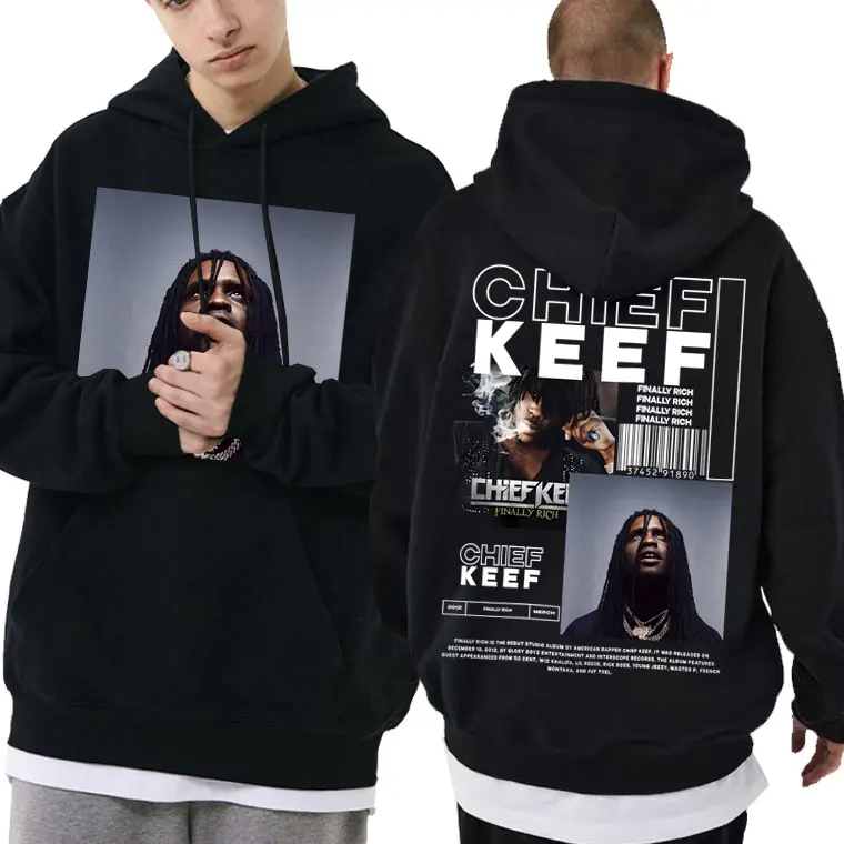 

Rapper Chief Keef Hip Hop Oversized Hoodie Finally Rich Album Hoodies Men Women Casual Black Sweatshirt Men's Fashion Streetwear